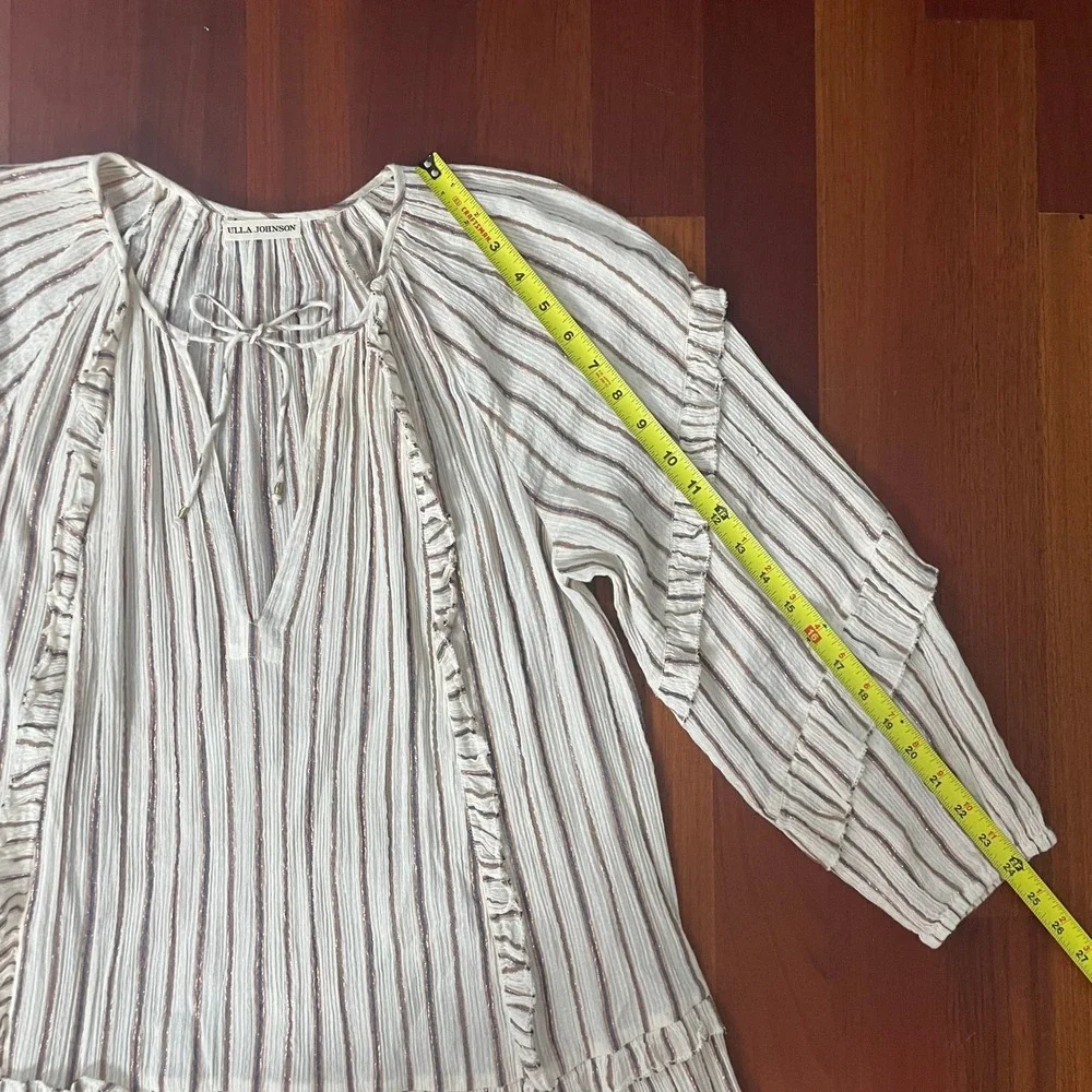 Ulla Johnson Imari Midi Dress In Cream‎ Long Sleeve Striped Oversized Size 6 - Picture 10 of 13